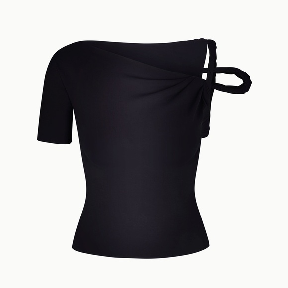 khy By Kylie Jenner Women's Size 3XL Black Sleek Stretch Twisted Top NEW - Picture 3 of 6